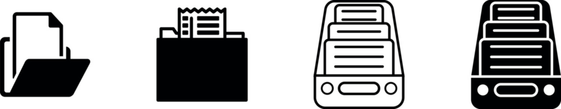 Folder icon in black and white stroke on background, ideal for file management, storage interfaces, and document organization tools.