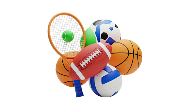 Assortment of Sports Balls and Equipment - Powered by Adobe