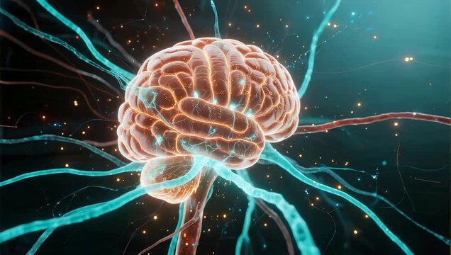 Human brain with neural connections