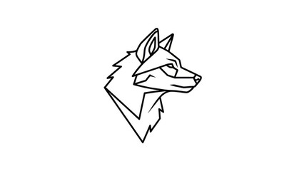 Fototapeta premium Geometric wolf head profile illustration in clean line art style depicting strength and wilderness