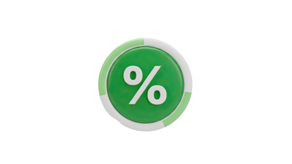 3D Green percentage icon transparent background