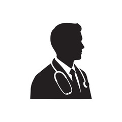 Doctor silhouette icon vector flat design on white background

