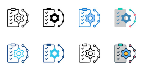 Project management icons set multiple style collection. Editable stroke 
