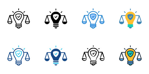 Intellectual property icons set multiple style collection. Editable stroke 
