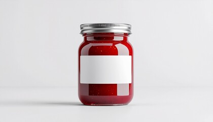 Strawberry Jam Jar Mockup with white background