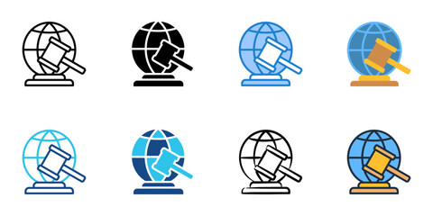 Public policy icons set multiple style collection. Editable stroke 

