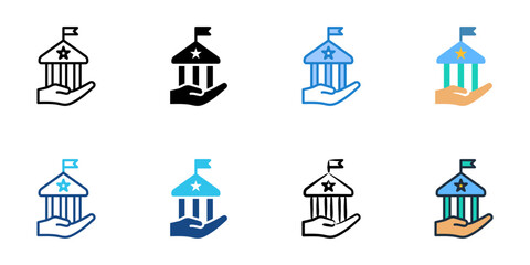 Government consulting icons set multiple style collection. Editable stroke 
