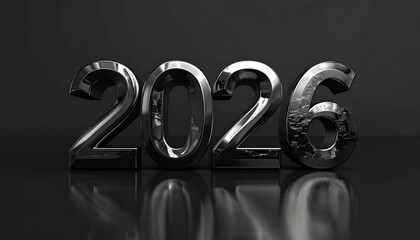 Futuristic LED digits display “2026” in bright blue on a sleek, high-tech metallic interface with glowing accents.