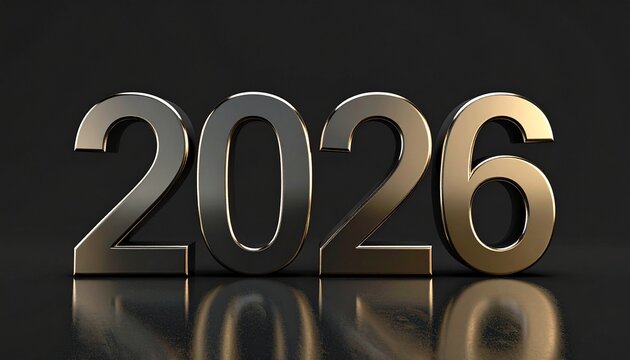 Futuristic LED digits display “2026” in bright blue on a sleek, high-tech metallic interface with glowing accents. - Powered by Adobe