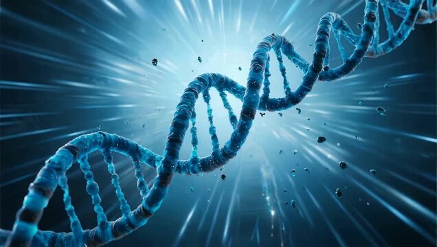 Blue DNA double helix structure