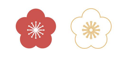 梅の花 正月 和風 あしらい アイコン 新年 お正月素材 伝統行事 デザイン素材 ベクターイラスト