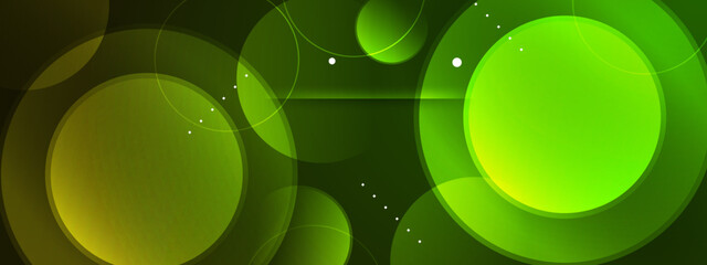 Multiple overlapping green and yellow circles on dark background