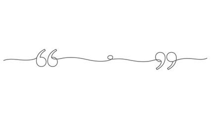 A minimalist single-line drawing of quotation marks with a wavy line connecting them. © emiloo