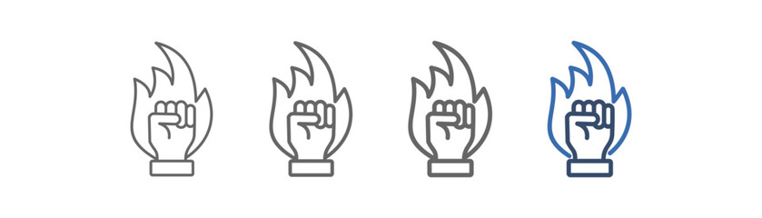 
Outline icon set motivation with fire and fist design