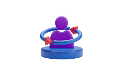 3D Icon of a Person with Circular Arrows