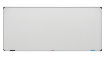 Blank whiteboard isolated on transparent background, ready for notes, presentations, or creative brainstorming