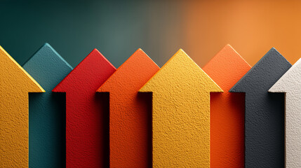 A colorful array of textured, pointed shapes in various hues and shades on a gradient background