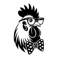Rooster with Glasses and Bow Tie