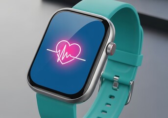 A close-up view of a modern smartwatch displaying a heart rate monitoring application
