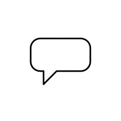 Empty speech bubble icon, simple black outline on white background, communication symbol