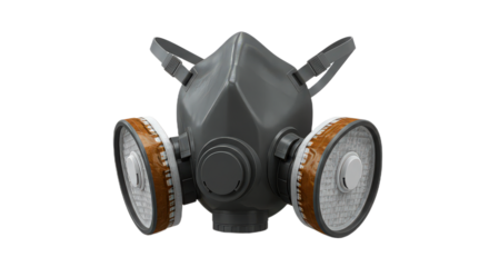 Respirator mask isolated on transparent background, a crucial piece of safety equipment for protection against airborne particles