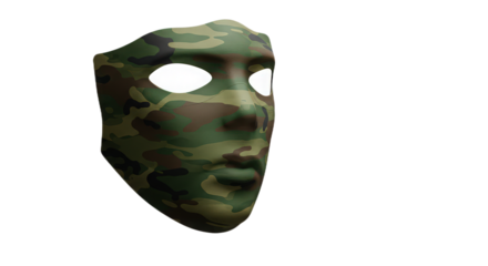 Camouflage mask isolated on transparent background full face mask with a camouflage pattern for disguise or protection