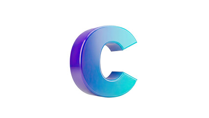 Naklejka premium 3D Rendering of a Blue and Purple Gradient Letter 'C'