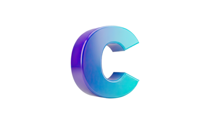 3D Rendering of a Blue and Purple Gradient Letter 'C'