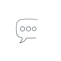 Fototapeta premium Minimalist speech bubble with ellipsis icon, hand-drawn outline, isolated on white background