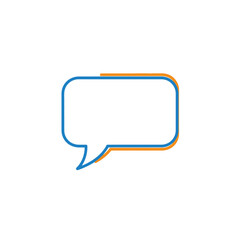Fototapeta premium Modern Speech Bubble Icon with Blue Outline and Orange Accent - Communication Symbol
