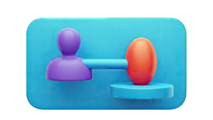 3D User Icon Connecting with Red Oval