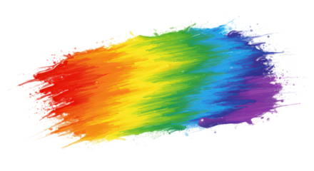Vibrant rainbow brushstroke isolated on transparent background, a colorful explosion of artistic expression and creativity