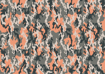 seamless camouflage pattern with orange grey and cream colors