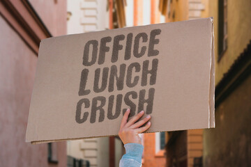 "Office Lunch Crush" She finally has lunch with her patient coworker. WOMAN. MAN. OFFICE. LUNCH. CRUSH.
