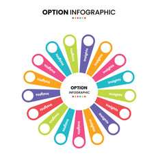 17 step, option, part or process circle wheel venn diagram infographic design