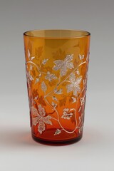 Elegant amber glass with leaf design