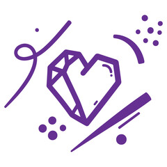 Abstract Heart Shape Design with Geometric Lines and Dots Isolated on Transparent Background