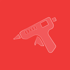 Hot Glue Gun Line Icon on Red Background