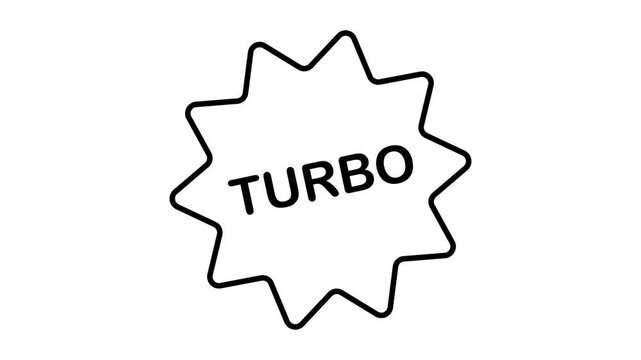 Turbo icon in outline style. promo. Contour label for mobile apps, sites and printed products. Animation video. 4K