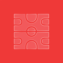 Sports Court Line Icon on Red Background