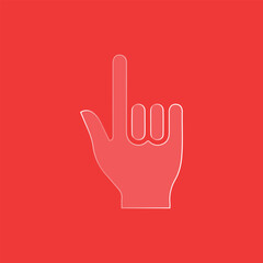 Hand Gesture Line Icon on Red Background