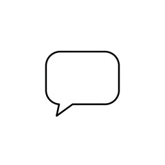 Naklejka premium Simple speech bubble outline icon, communication symbol, isolated on white background