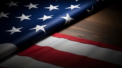 Abstract American Flag and Wood Grain Fusion - Red, White, Blue, Texture Art
