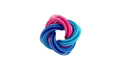Abstract Swirled Ribbon Sculpture with Blue and Pink Colors