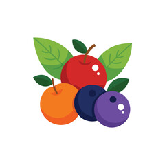 Obraz premium vector illustration of ripe plums with leaves