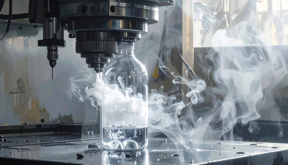 Industrial Machine With Smoke in Factory