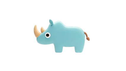 Cute Cartoon Rhino Isolated on White Background