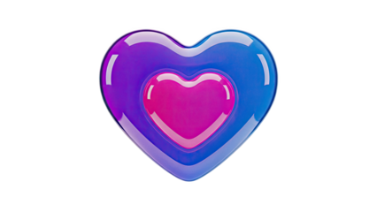 3D Rendered Heart Icon with Pink and Blue Gradient