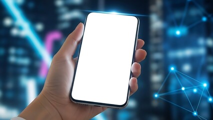 Diverse Hand Holding Modern Smartphone with Blank Digital Display | Futuristic Communication Technology