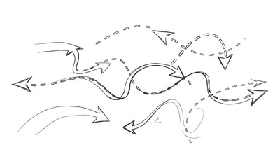 Obraz premium Hand drawn crossed paths arrows for choice and direction concept